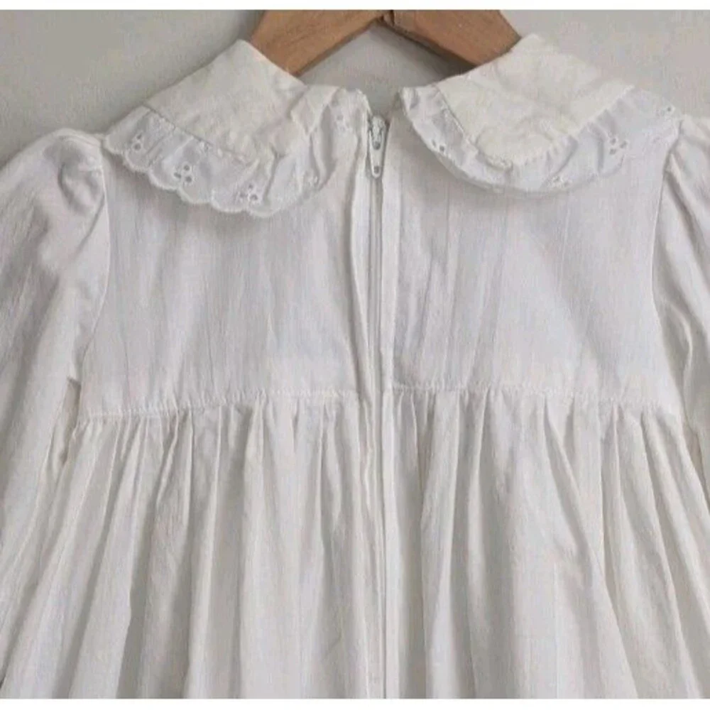 Vintage Handmade Baptism Christening Gown Slip White Cotton Eyelet Lace 31